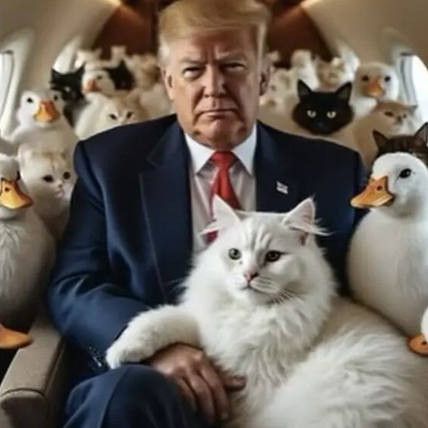 Trump, Cats and Ducks on Trump Jet